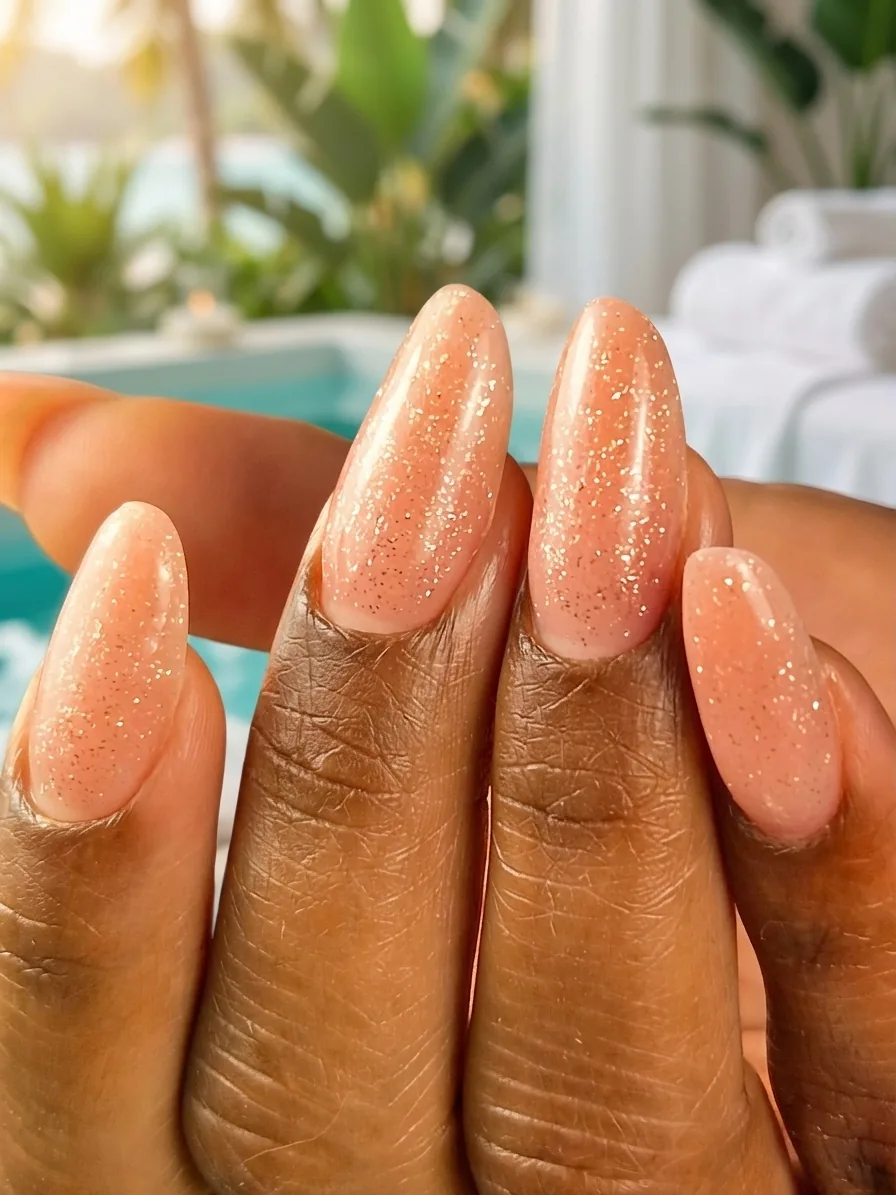 Sparkling Peach Manicure