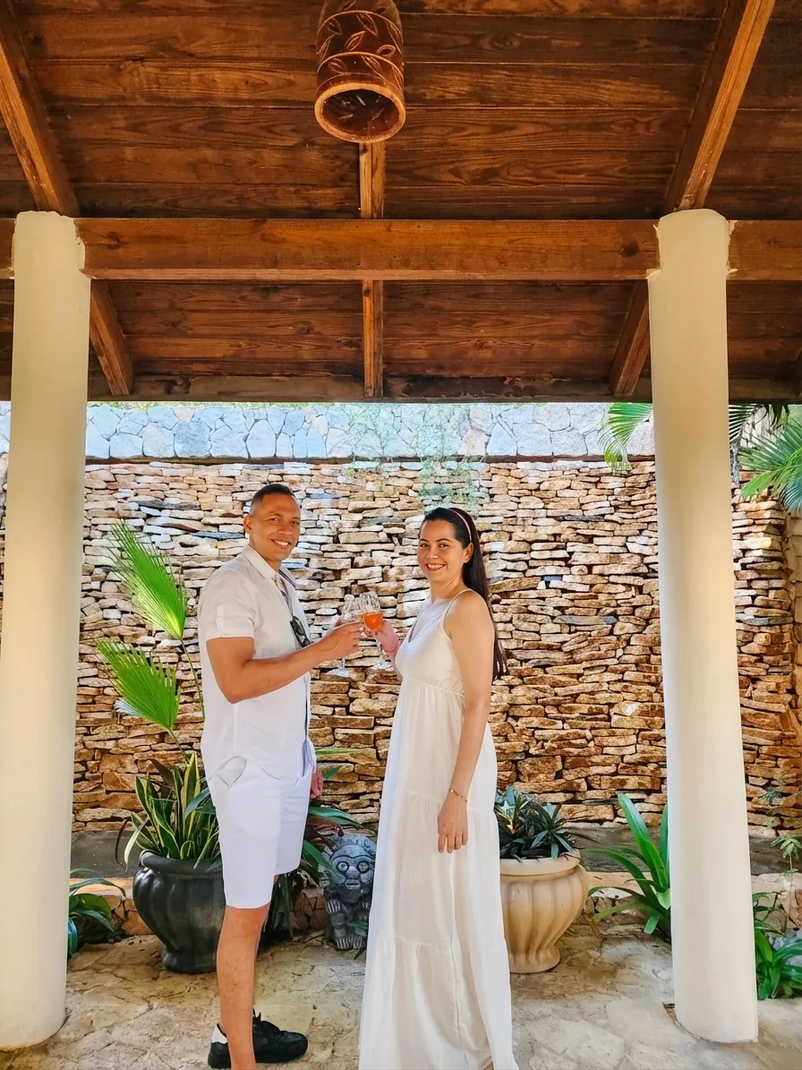 Couple's Toast in Spa Garden