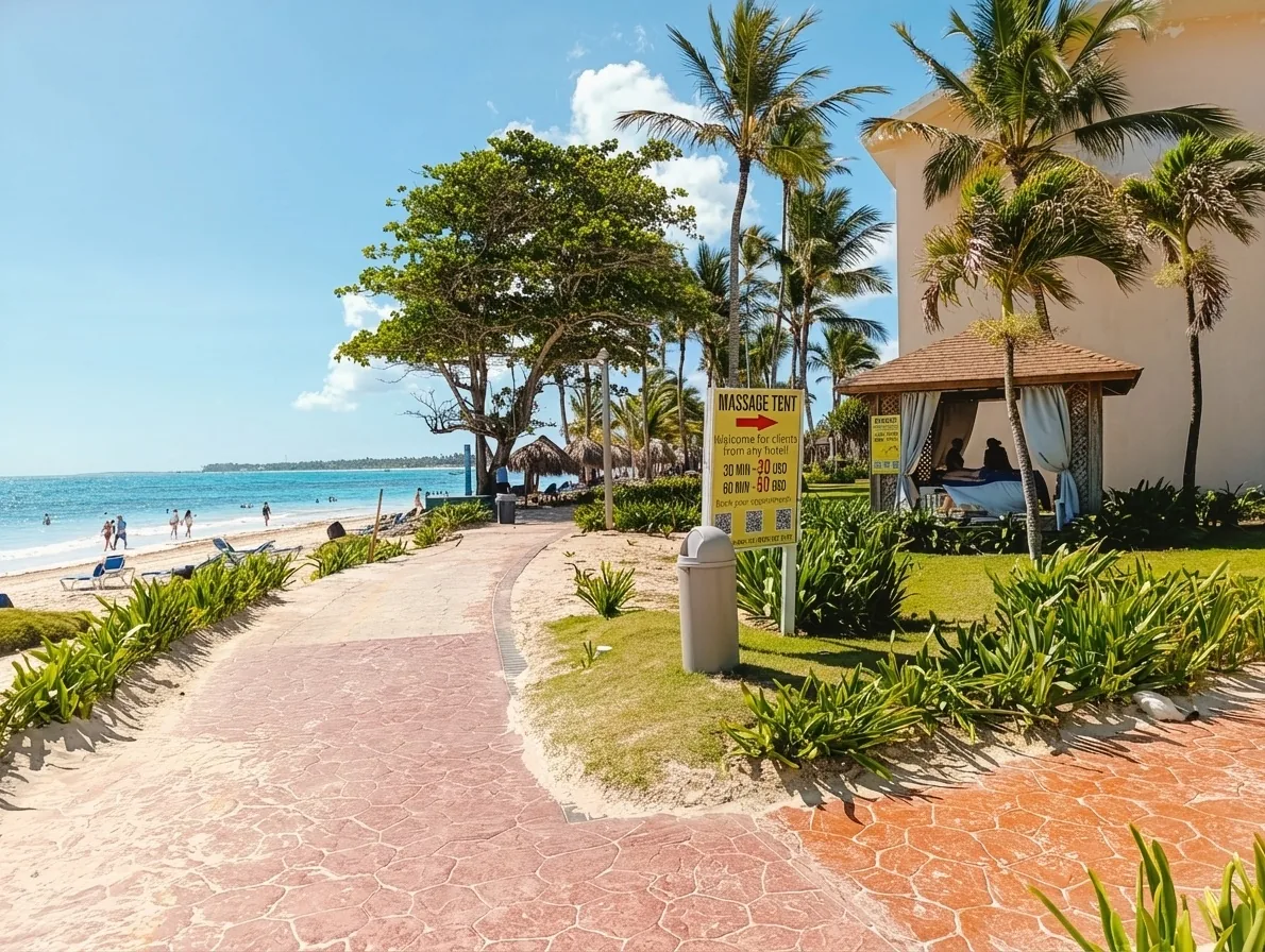 Scenic path to beachside massage tent, Punta Cana