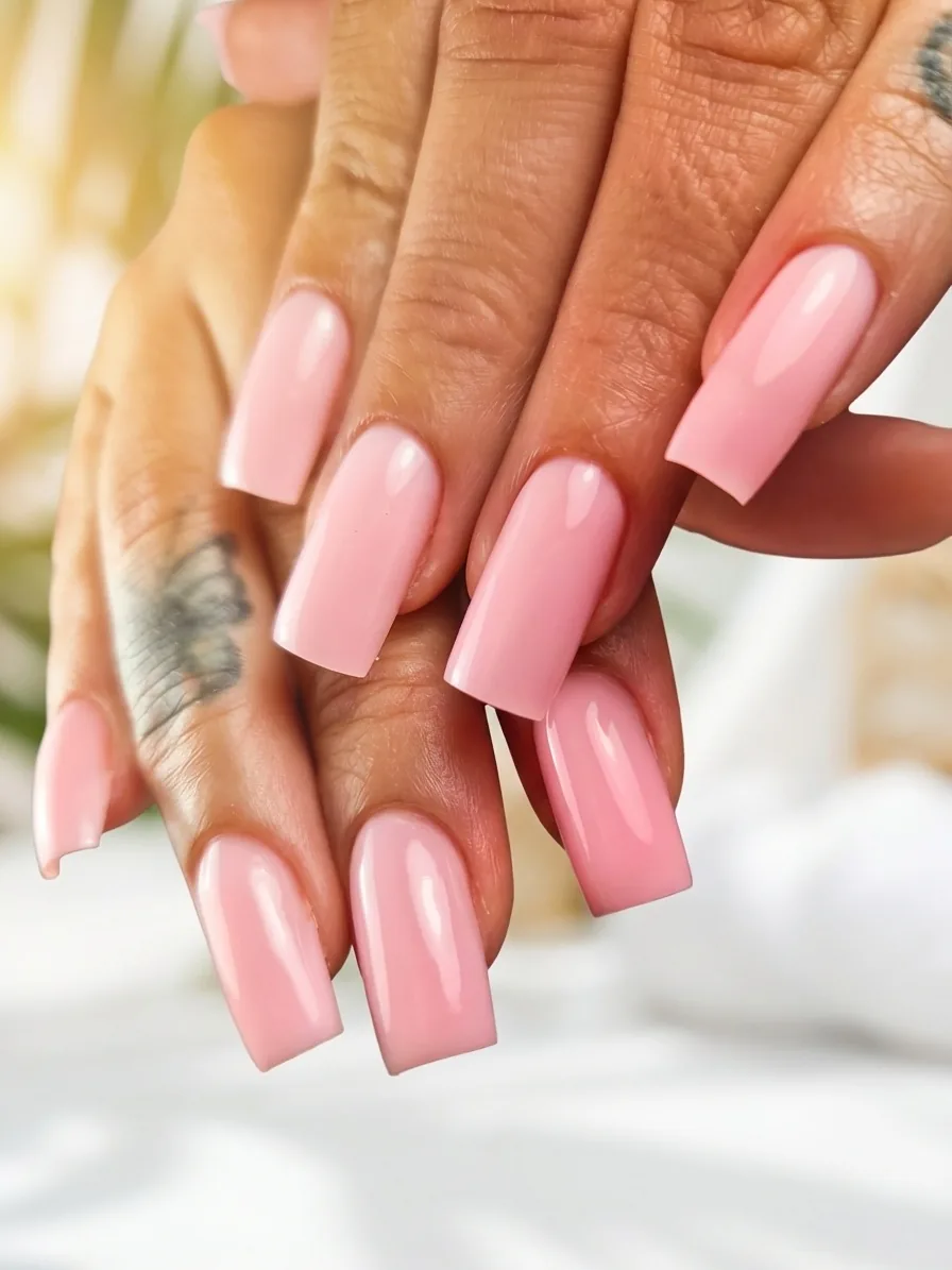 Classic Pink Square Manicure