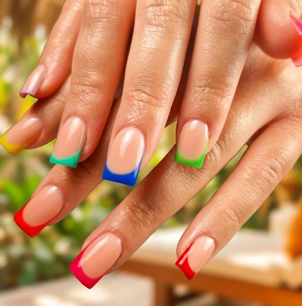 Rainbow French Manicure