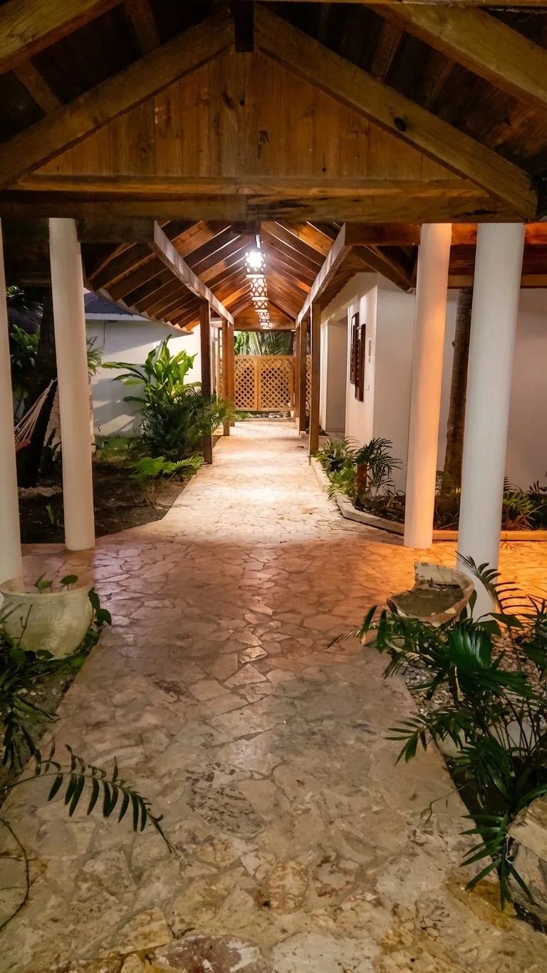 Spa Garden Walkway at Night