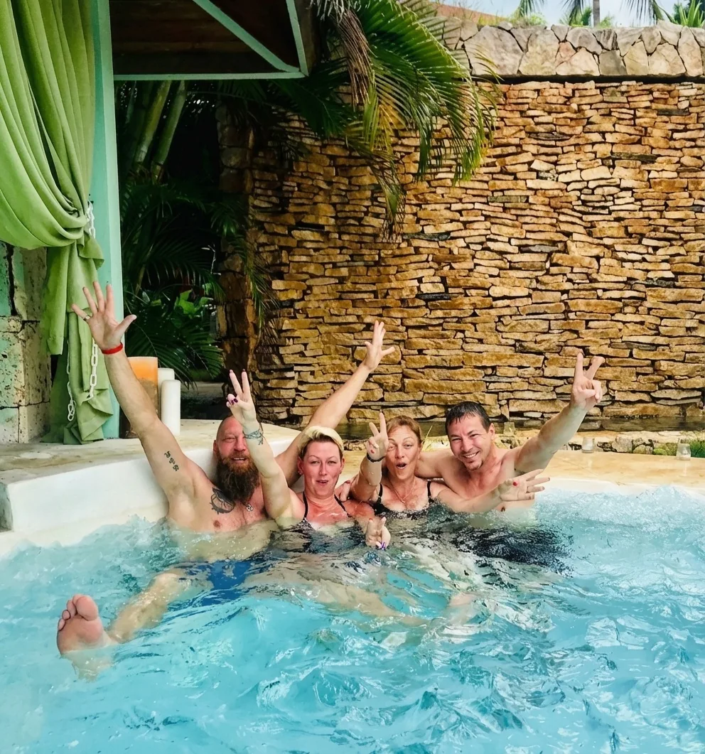 Friends in the Spa Jacuzzi
